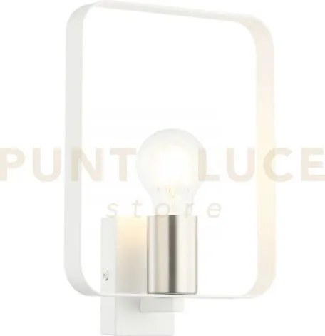 Applique a parete smith bianca e nickel 1 luce attacco e27 19,5x6x2...