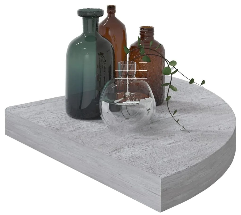 Mensola angolare grigio cemento 35x35x3,8 cm in mdf