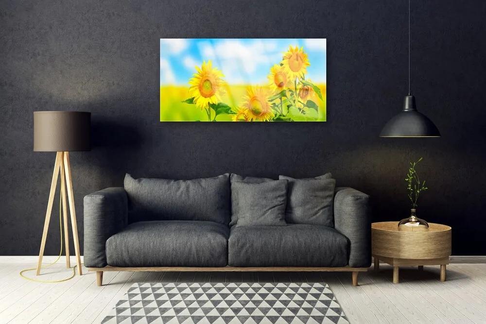 Quadro acrilico Girasole, fiori, natura 100x50 cm