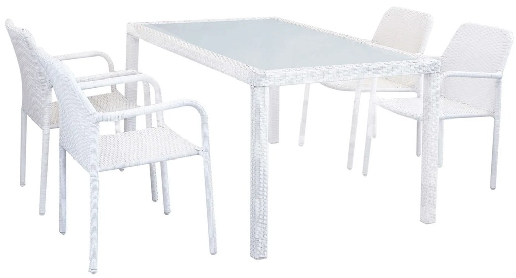 AXONA - set tavolo in alluminio e teak cm 150 x 90 con 4 poltrone Axona