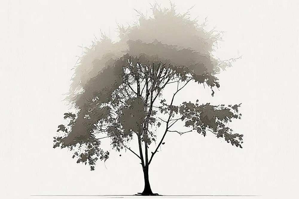 Stampa su tela – Albero deciduo minimalista