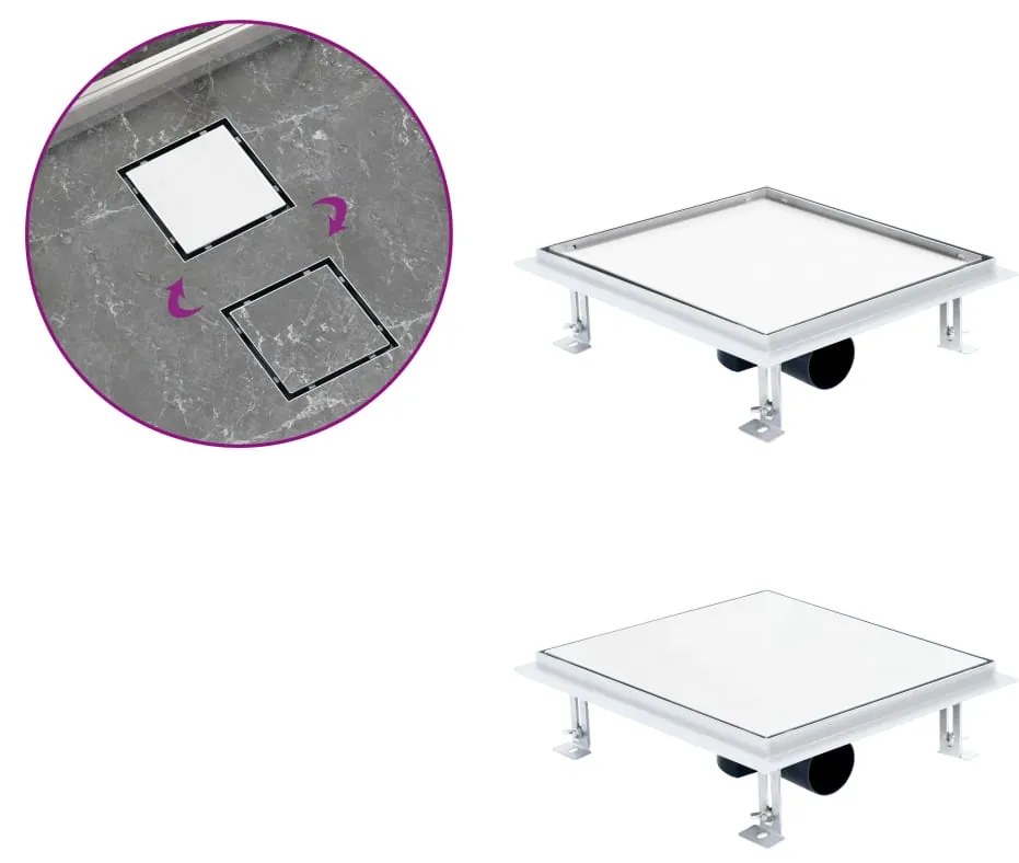 Scarico Doccia 2-in-1 Copertura A Piastrella 28x28cm İn Acciaio /