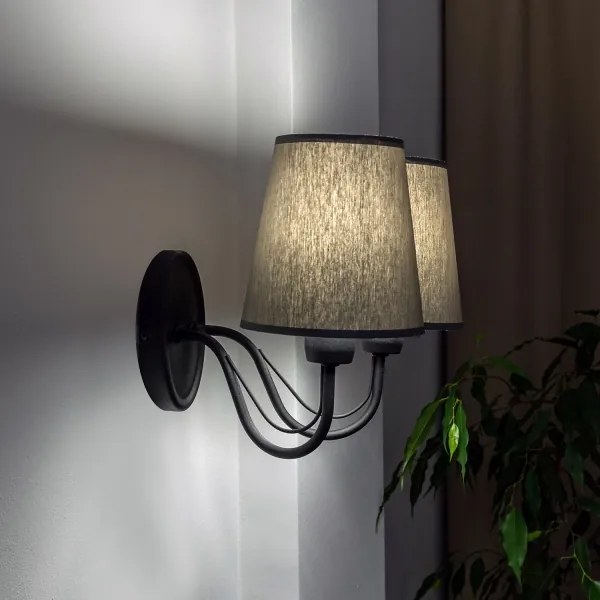Lampada da parete MALBO 2xE27/15W/230V grigia/nera