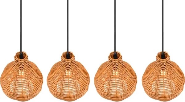 Reality - Lampada a sospensione con cavo SPROUT 3xE14/40W/230V marrone/rattan