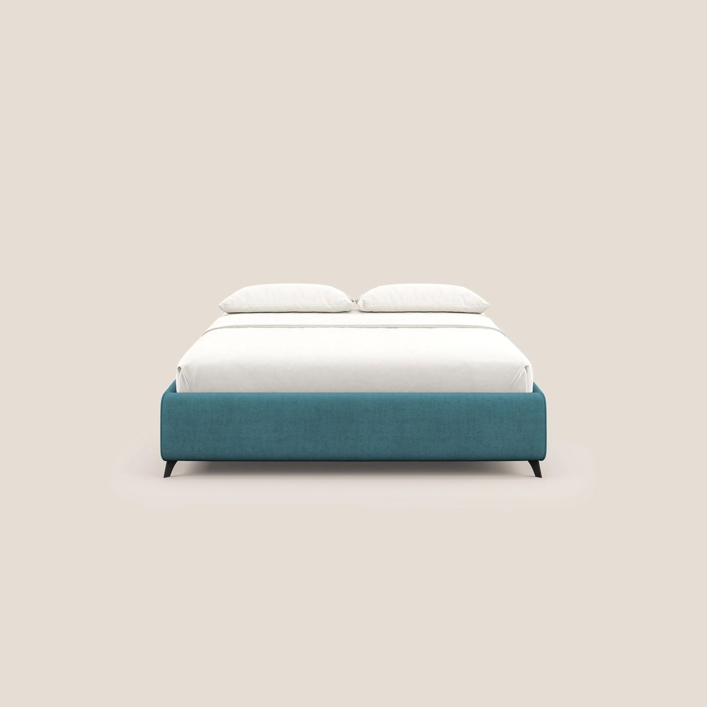 Sara sommier con giroletto contenitore in tessuto impermeabile T02 azzurro