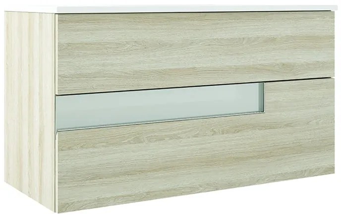 Mobile da bagno sotto lavabo VISOBATH Vision beige e bianco laminato opaco L 100 x H 55 x P 45 cm 2 cassetti, lavabo non incluso