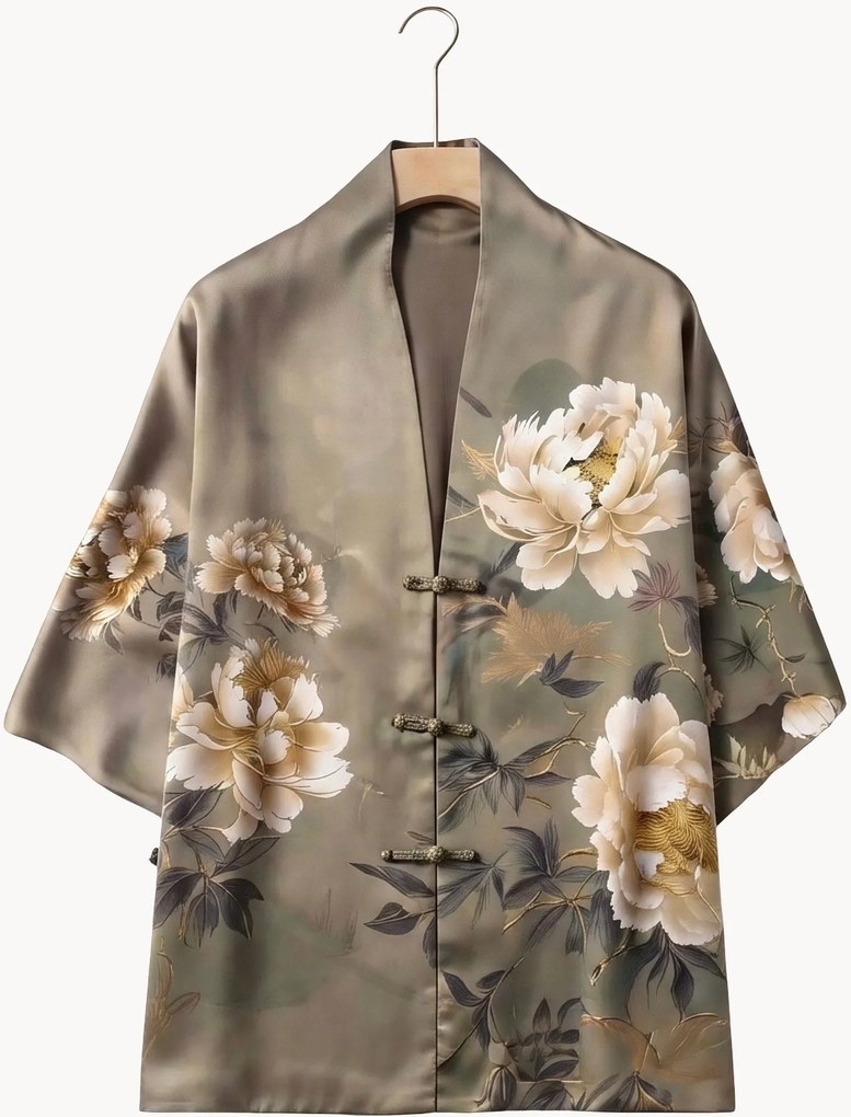 Kimono a doppio strato in raso di seta di gelso 14 Momme 6A S1070