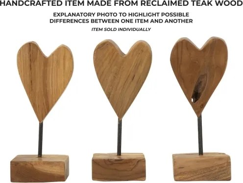 Scultura Cuore In Teak Ric. Cm 10X10X25 (Pezzi Unici - Non Rip. In Serie)