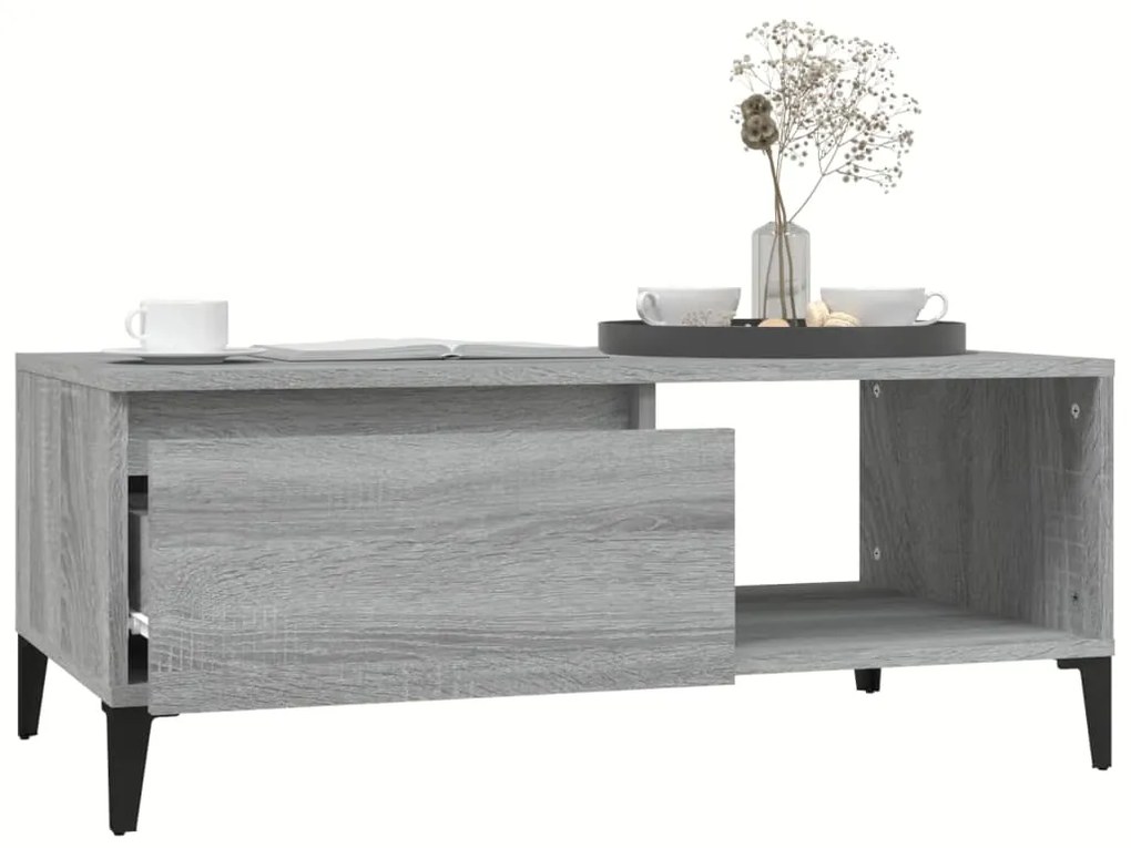 Tavolino salotto grigio sonoma 90x50x36,5 cm legno multistrato