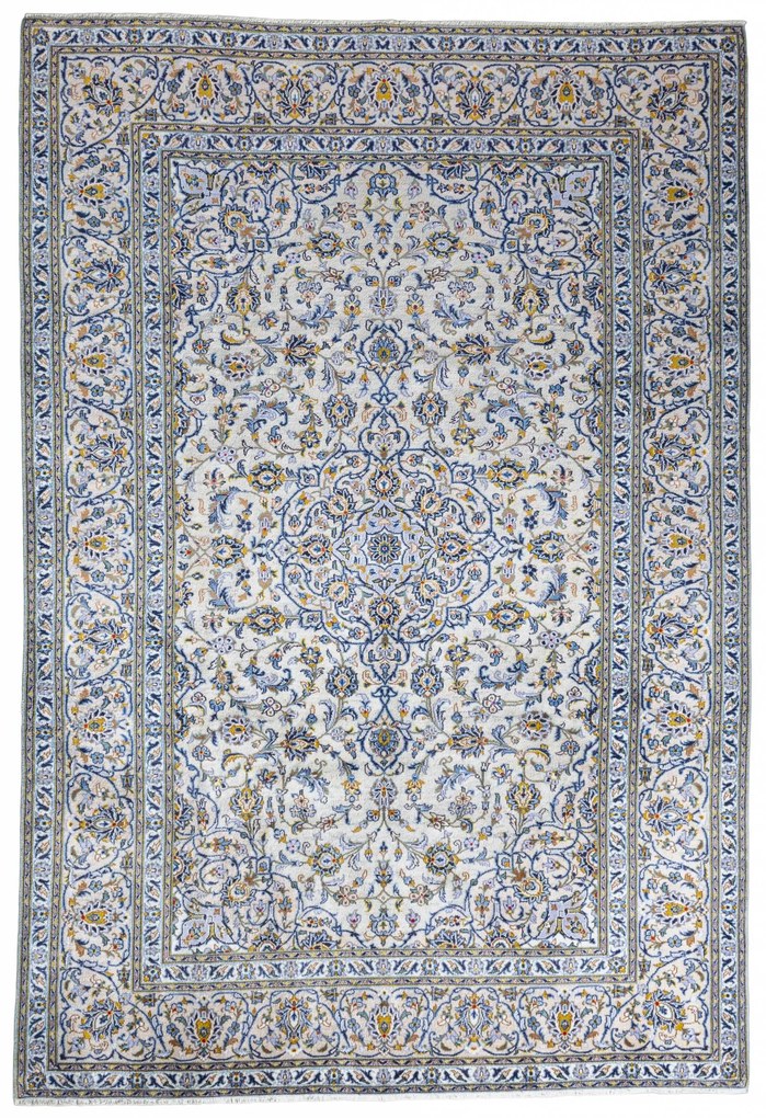 Kashan Tappeto 360x250 Beige (Iran) Annodato A Mano