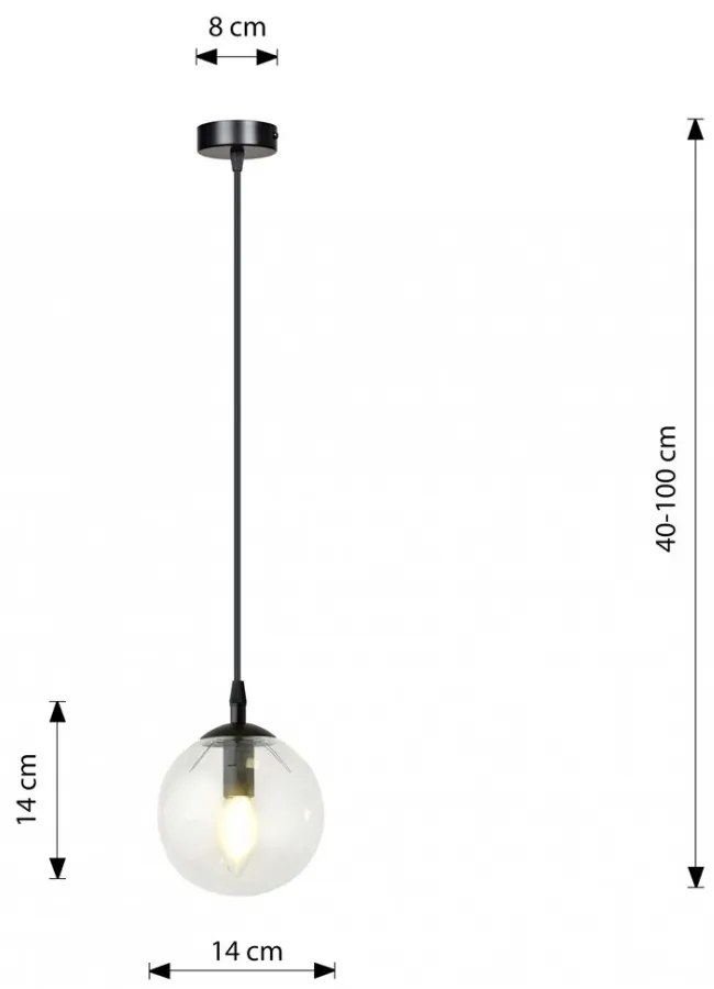 Lampada a sospensione COSMO 1 BL in acciaio e vetro E14 Colore del corpo Trasparente