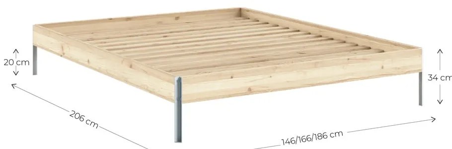 Letto matrimoniale marrone in pino massiccio con rete inclusa 140x200 cm Core – Karup Design