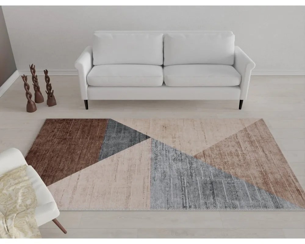 Tappeto lavabile marrone e beige 200x80 cm - Vitaus