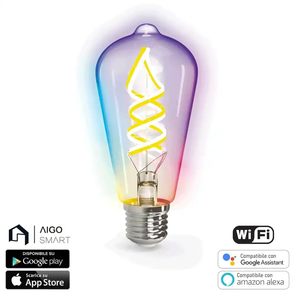 Smart WiFi LED Lampadina, E27 806Lm Tipo Luce