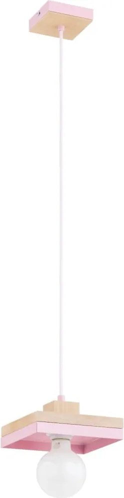 Lampada a sospensione con cavo MIKO 1xE27/15W/230V rosa/beige