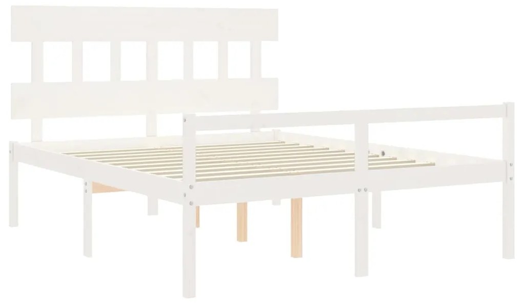 Letto per Anziani con Testiera Bianco 160x200 cm Legno Massello