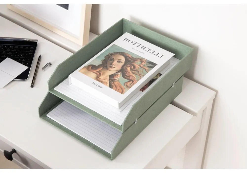 Set di organizer verdi in cartone per documenti 5 pz Holger Canvas Paper Laminate – Bigso