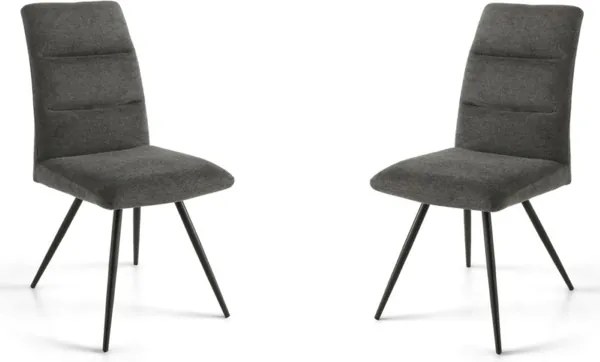 Sedia da cucina in tessuto Grigio Fumo gambe metallo HILL set 2 pezzi