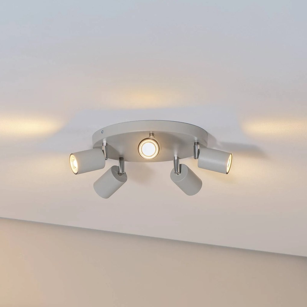 Luminex Faretto da soffitto Fun, grigio, Ø 30 cm, orientabile, GU10
