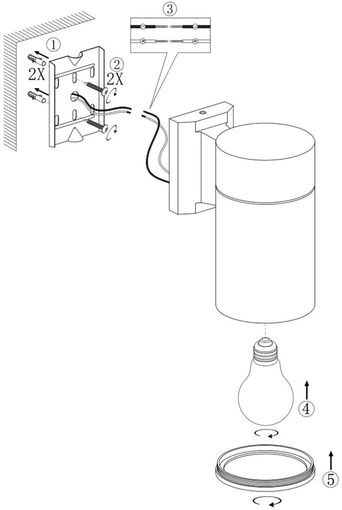 Applique Cilindrica Monodirezionale XL IP54 Base E27 - Bianca
