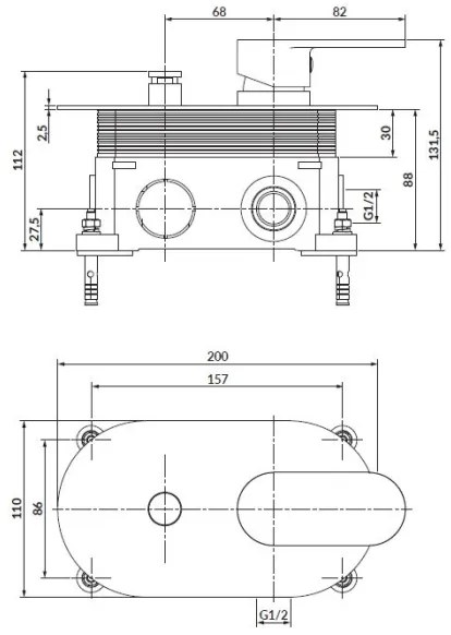 Cersanit S951-305 -Rubinetto doccia per installazione a scomparsa CREA cromo lucido