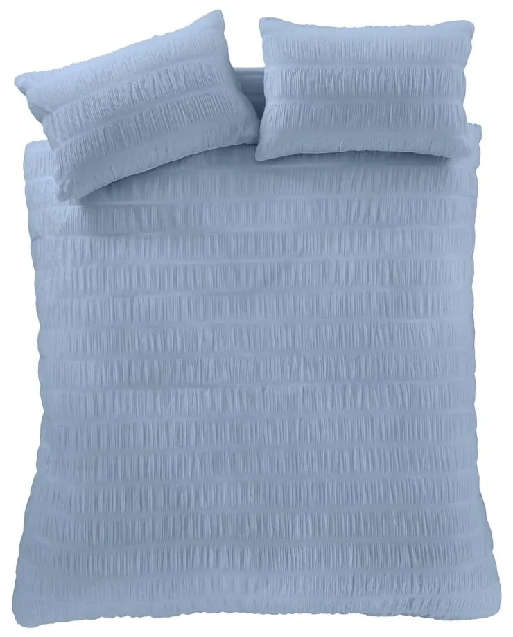 Lenzuola in crêpe blu per letto singolo 135x200 cm Seersucker - Catherine Lansfield
