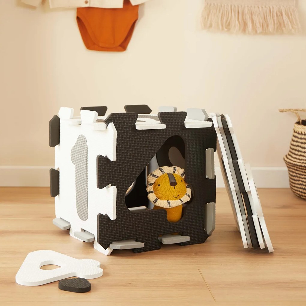 Bieco - Tappeto da gioco in schiuma con numeri - puzzle black & white - 10 pz