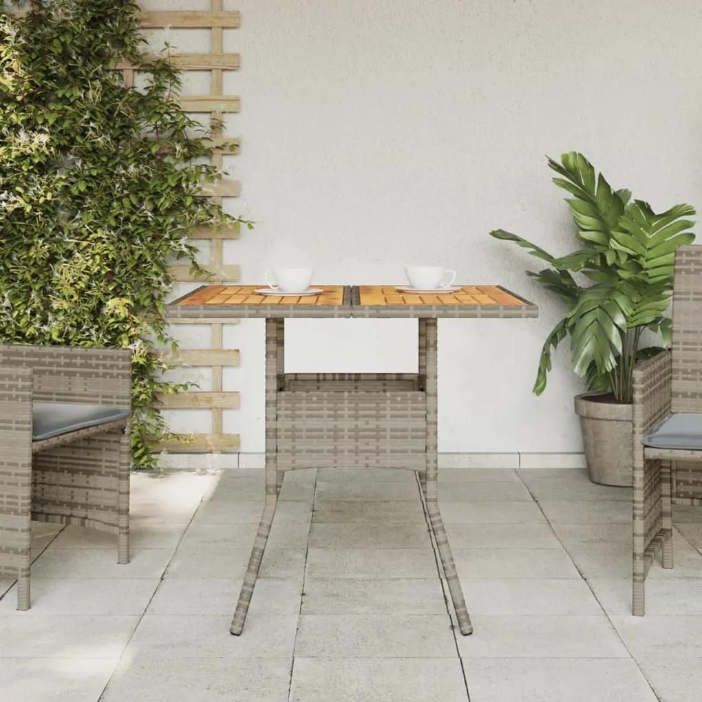 Tavolo giardino piano legno acacia grigio 80x80x75cm polyrattan
