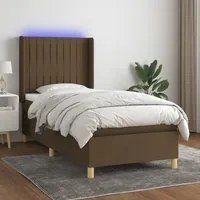 Letto a Molle Materasso e LED Marrone Scuro 80x200cm in Tessuto 3138992