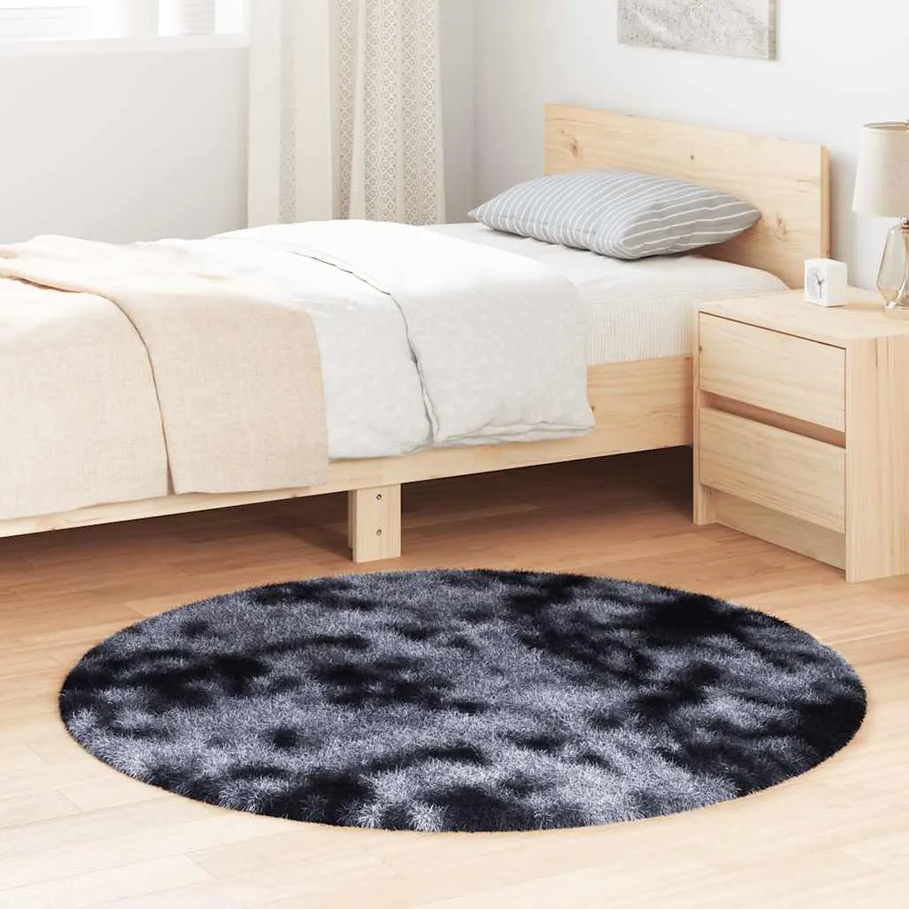 Tappeto Shaggy A Pelo Lungo Navarra Grigio Scuro 120x120 Cm /