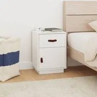 Comodino Bianco 40x34x55 cm in Legno Massello di Pino cod mxl 29885