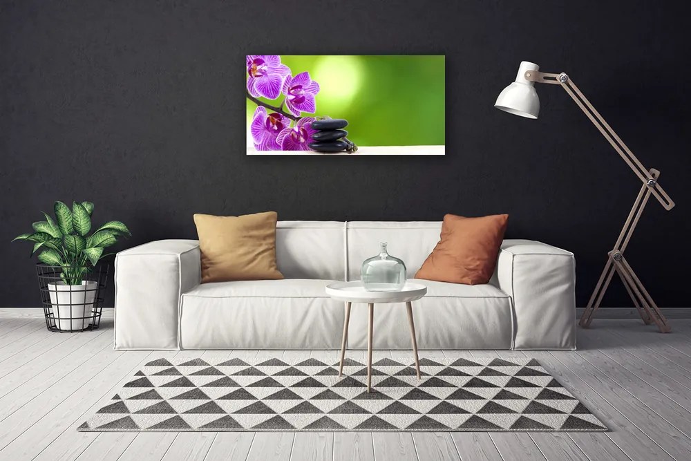 Quadro stampa su tela Fiori di orchidee verdi 100x50 cm