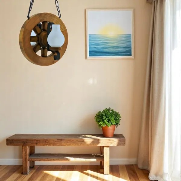 Brilagi - Lampadario a sospensione con catena ROATA 2xE14/40W/230V faggio