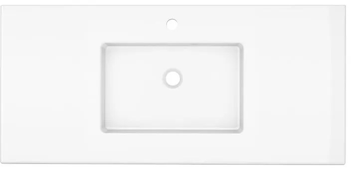 Lavabo a incasso rettangolare vasca centrale Neo L 106 x H 11 x P 49 cm in porcellana bianco lucido