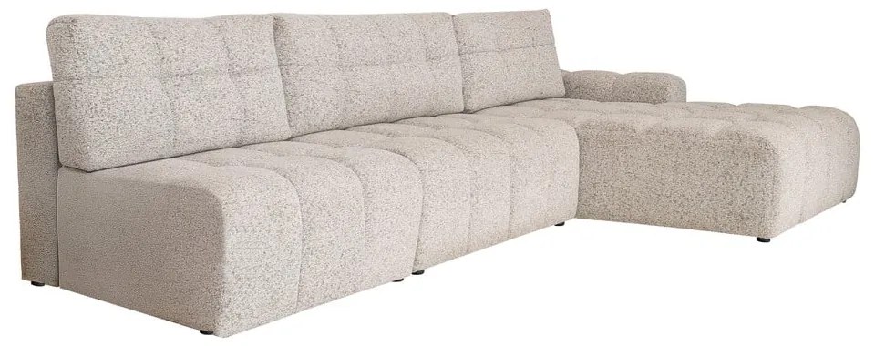 Divano angolare componibile beige allungabile/con contenitore (con penisola a destra) Lulu – Miuform