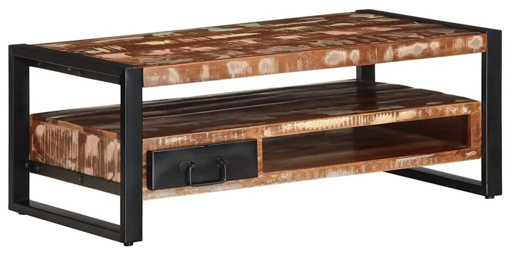 Tavolino Salotto Multicolore 90x50x36cm Legno Massello Recupero /
