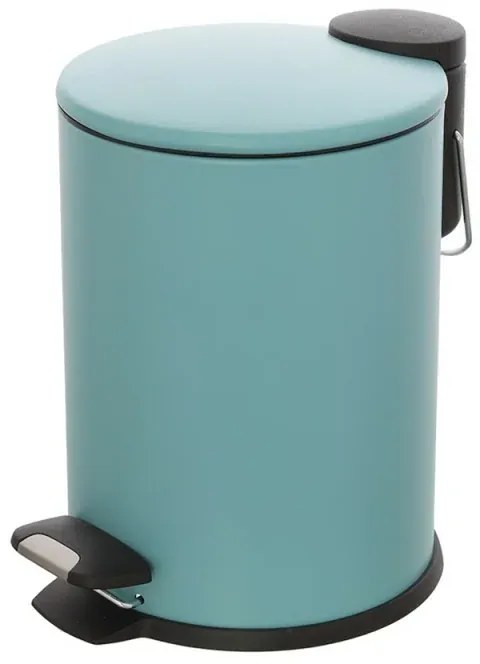 Pattumiera bagno in acciaio acquamarina con pedale e coperchio slim 3 lt