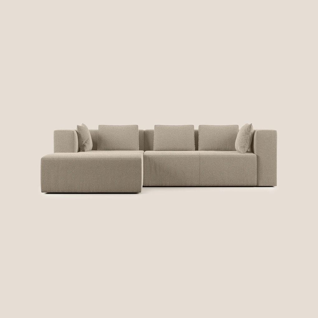 Nettuno divano angolare componibile in morbido tessuto bouclè T07 beige