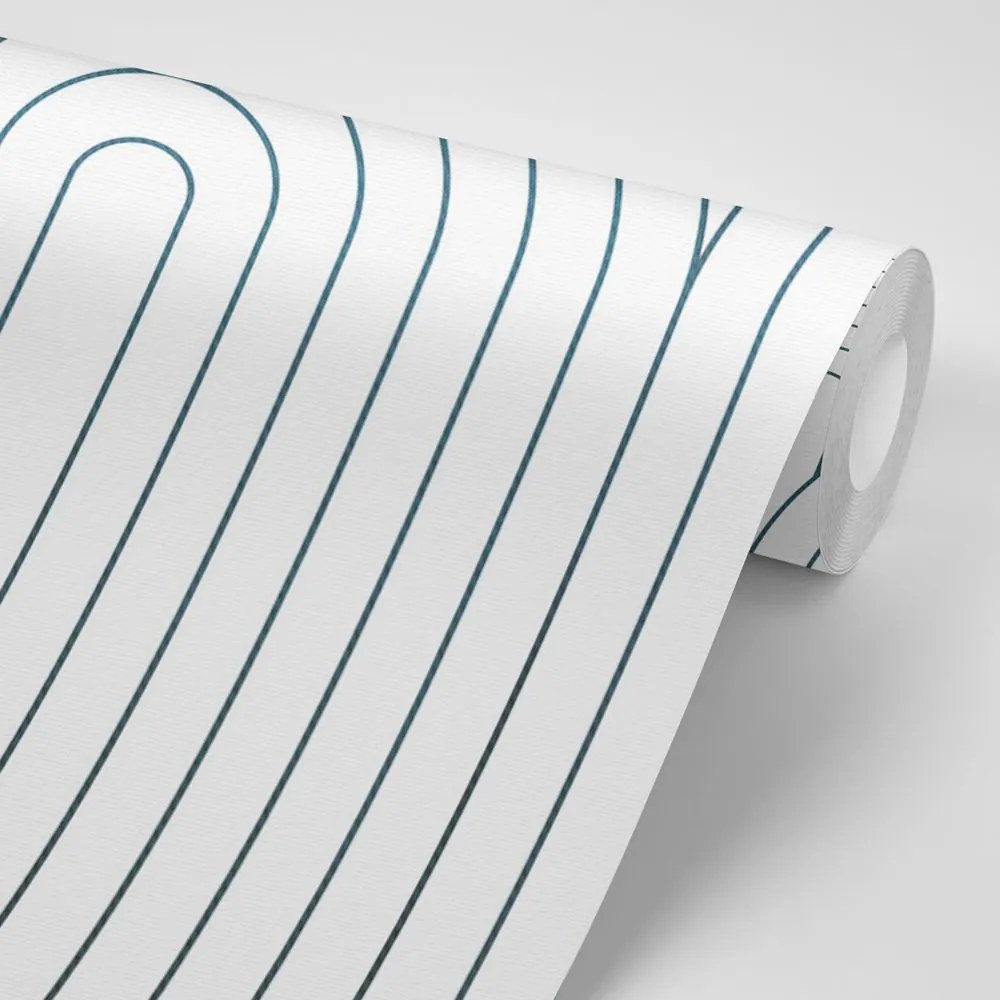 Carta da parati – Motivo arcobaleno bianco-blu Mid-Century
