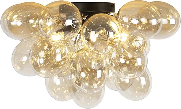Plafoniera smart nera con vetro ambrato 6 luci incl. 6 WiFi G9 - Uvas