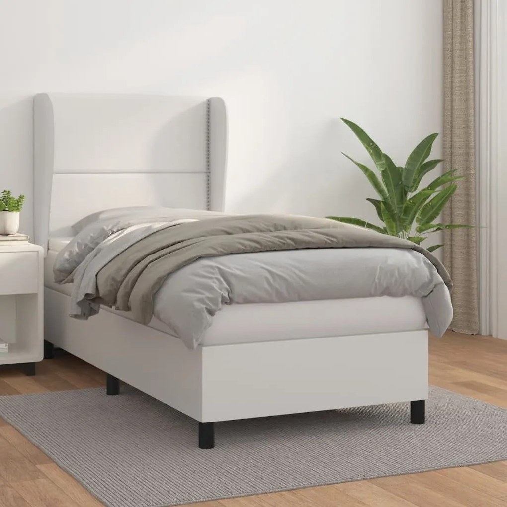 Giroletto A Molle Con Materasso Bianco 100x200 Cm İn Similpelle /
