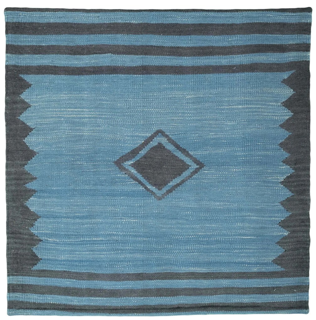 Kilim Tappeto 100x100 Blu (Iran) Tessuto A Mano