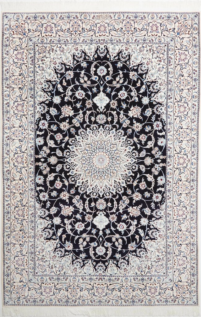 Nain Tappeto 150 x 220 Blu (Iran) Annodato A Mano