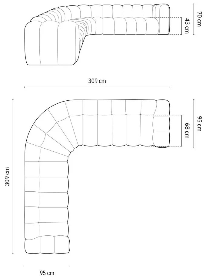 Divano angolare componibile verde con rivestimento in velluto Lupine – Micadoni