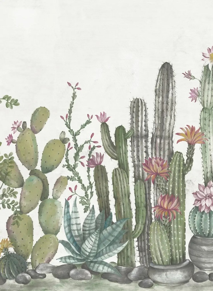 Rebel Walls Carta da parati panoramica Playful Cactus - Ivory