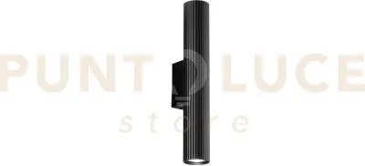 Applique a parete lord nera in acciaio e alluminio 2 luci attacco g...