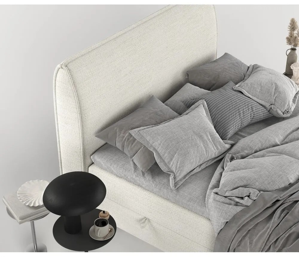 Letto boxspring crema con contenitore 200x200 cm Melba - Maison de Rêve