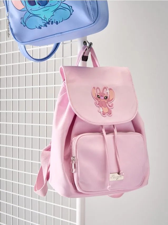 Sinsay - Zaino in nylon con tasca Stitch - rosa pastello