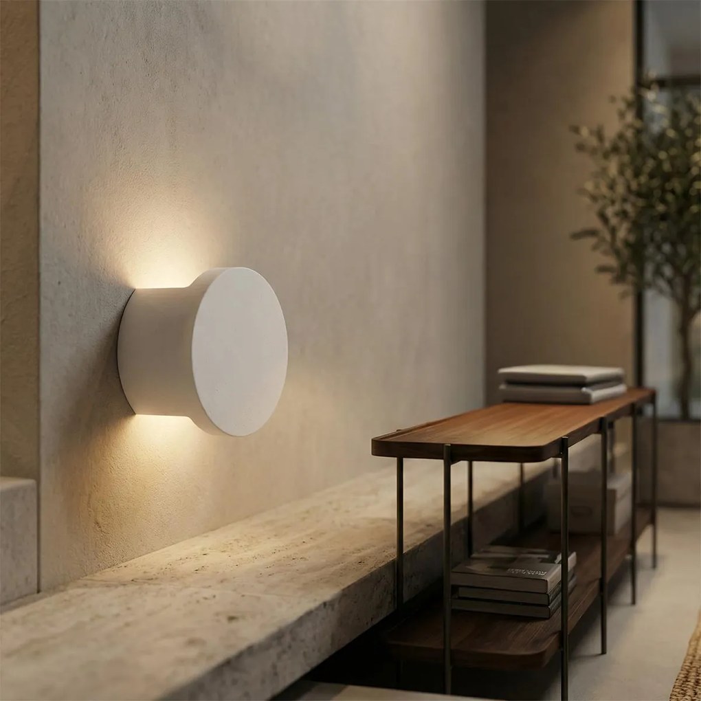 Applique Rotonda da Parete G9 DISCO in Gesso Pitturabile