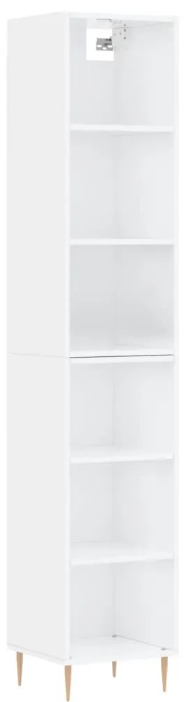 Credenza 34,5x32,5x180 cm in legno multistrato bianco lucido